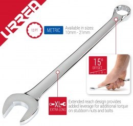 Set of 12 Extra-Long Wrenches Mirror Polished 12 Metric Tips URREA8